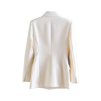 2022 Chic Fashion Office Women White Blazer Vintage Long Sleeve Slim Fit Дамско връхно облекло Стилни топове