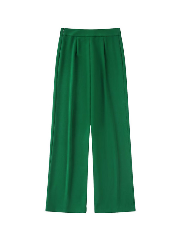 ZACK RAIN Žensko zeleno odijelo s pernatim manžetama koje se može skinuti 2022. Ženski blejzer Hlače visokog struka Vintage Party Labavi ženski 2 kompleta