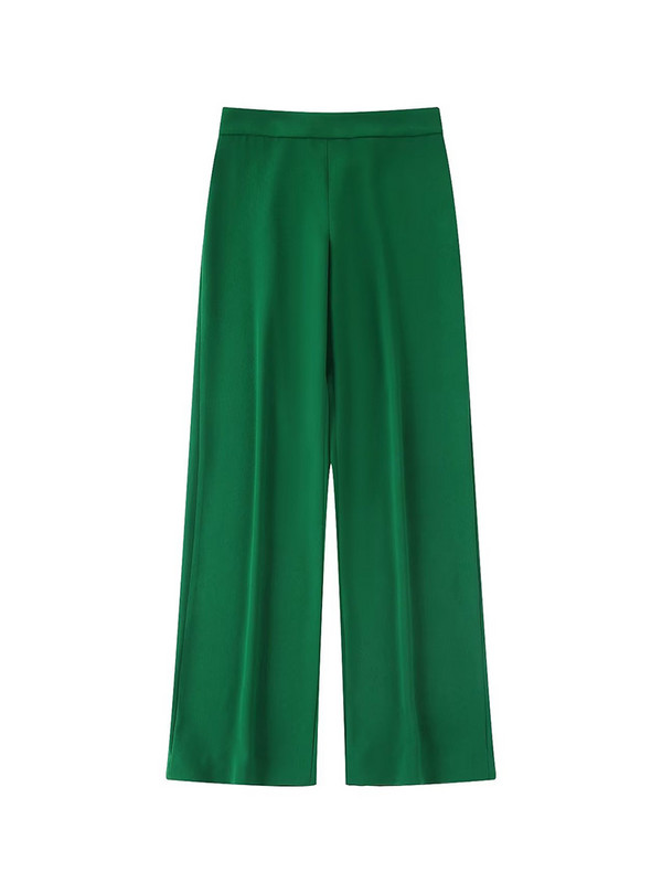 ZACK RAIN Žensko zeleno odijelo s pernatim manžetama koje se može skinuti 2022. Ženski blejzer Hlače visokog struka Vintage Party Labavi ženski 2 kompleta