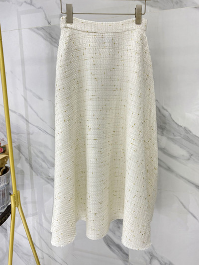 IEQJ valged bleiserülikonnad naiste 2023. aasta sügistalvel kaherealised kootud tviidist bleiserid kitsad püksid A Line pika seeliku komplektid 3W6872