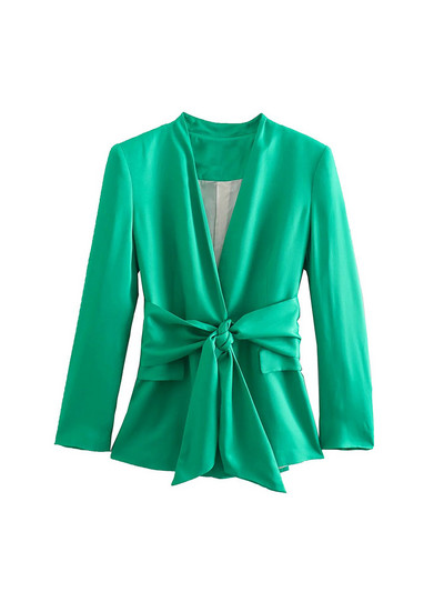 Set Femeie 2 Piese Sacouri Galbene Femei Cu Curea Primavara Office Lady Costume Blazer Dama Picior Lat Seturi Pantaloni Elegante Femei