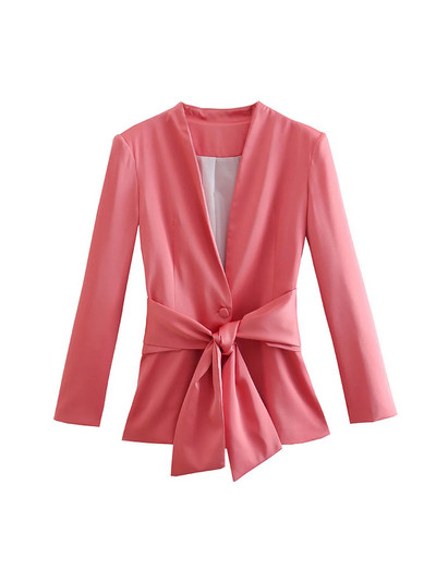 Set Femeie 2 Piese Sacouri Galbene Femei Cu Curea Primavara Office Lady Costume Blazer Dama Picior Lat Seturi Pantaloni Elegante Femei