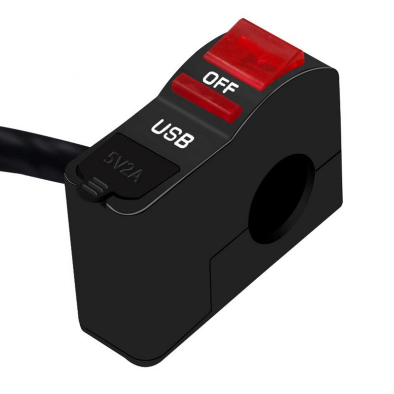 DC12V mootorratta telefonilaadija veekindel LED-indikaator sisse/välja lüliti Mootorratta juhtrauda kinnitatav USB-telefoni laadija koos lülitiga