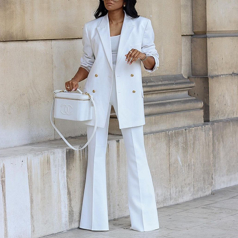 Jesen Zima Novi ženski sako i kompleti zaštitnih hlača Dvodijelni OL Jednoredni sako Svečano odijelo Ravne hlače Proljeće