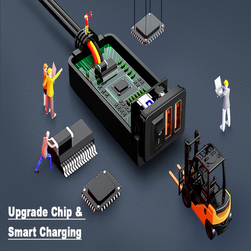 Powstationi mootorratta USB-telefonilaadija veekindel C-tüüpi + USB-kiirlaadimine 6,8A QC3.0 USB-adapter koos voltmeetriga
