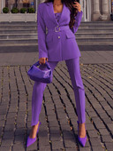 Odjevni predmeti za žene Kombinezoni Kardigan Blazeri Elegantni uski dvodijelni odijela s hlačama Modni jednobojni remen Ulična odjeća Dropshipping setovi