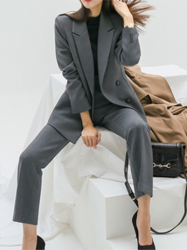 Femei, primăvară, toamnă, ocazional, blazer, pantaloni, costume, birou, doamne, afaceri, elegant, două piese, modă, îmbrăcăminte de lucru, ținute