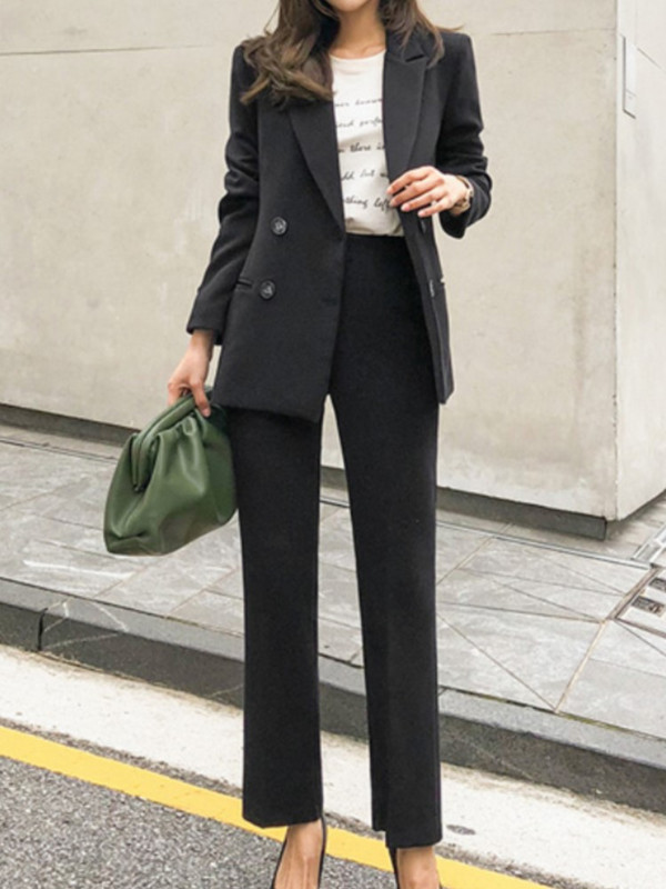 Femei, primăvară, toamnă, ocazional, blazer, pantaloni, costume, birou, doamne, afaceri, elegant, două piese, modă, îmbrăcăminte de lucru, ținute