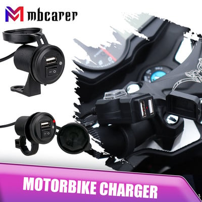 12V 24V USB impermeabilă priză comutator motociclete încărcător motociclete 5V 2.1A adaptor brichetă pentru telefon mobil