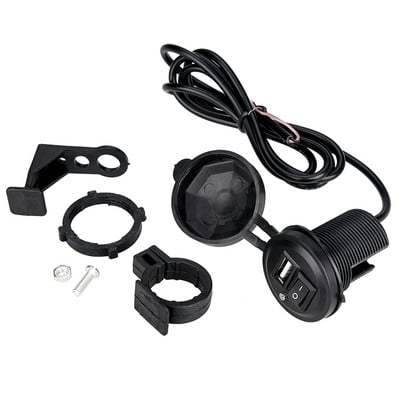 12V 24V USB Αδιάβροχη υποδοχή διακόπτη μοτοσυκλέτας Φορτιστής μοτοσικλέτας 5V 2.1A Προσαρμογέας αναπτήρα τσιγάρων για κινητό τηλέφωνο