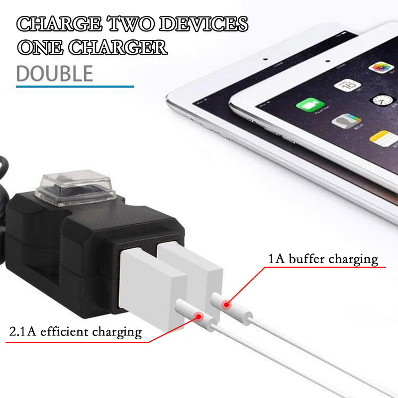 12V 24V USB Αδιάβροχη υποδοχή διακόπτη μοτοσυκλέτας Φορτιστής μοτοσικλέτας 5V 2.1A Προσαρμογέας αναπτήρα τσιγάρων για κινητό τηλέφωνο