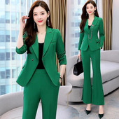 2022 Costum de modă Jachetă Seturi două piese pentru femei Blazer verde și pantaloni Set de costume 2 piese elegante ținute de toamnă toamnă