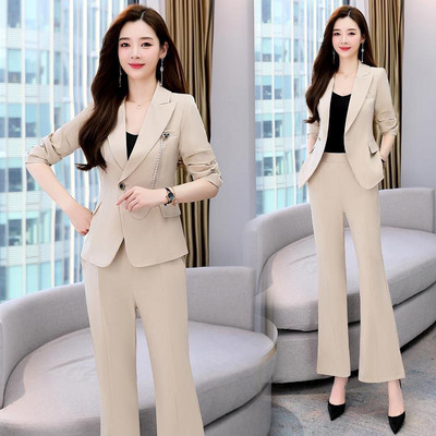 2022 Costum de modă Jachetă Seturi două piese pentru femei Blazer verde și pantaloni Set de costume 2 piese elegante ținute de toamnă toamnă