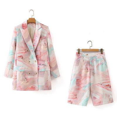 Έγχρωμο γυναικείο κοστούμι σετ Office Lady Blazer Μπουφάν και παντελόνι σετ 2 τεμαχίων Γυναικείο 2022 Άνοιξη Φθινόπωρο ZA Κομψά casual σύνολα