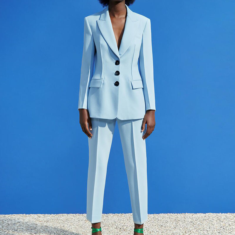 Έγχρωμο γυναικείο κοστούμι σετ Office Lady Blazer Μπουφάν και παντελόνι σετ 2 τεμαχίων Γυναικείο 2022 Άνοιξη Φθινόπωρο ZA Κομψά casual σύνολα