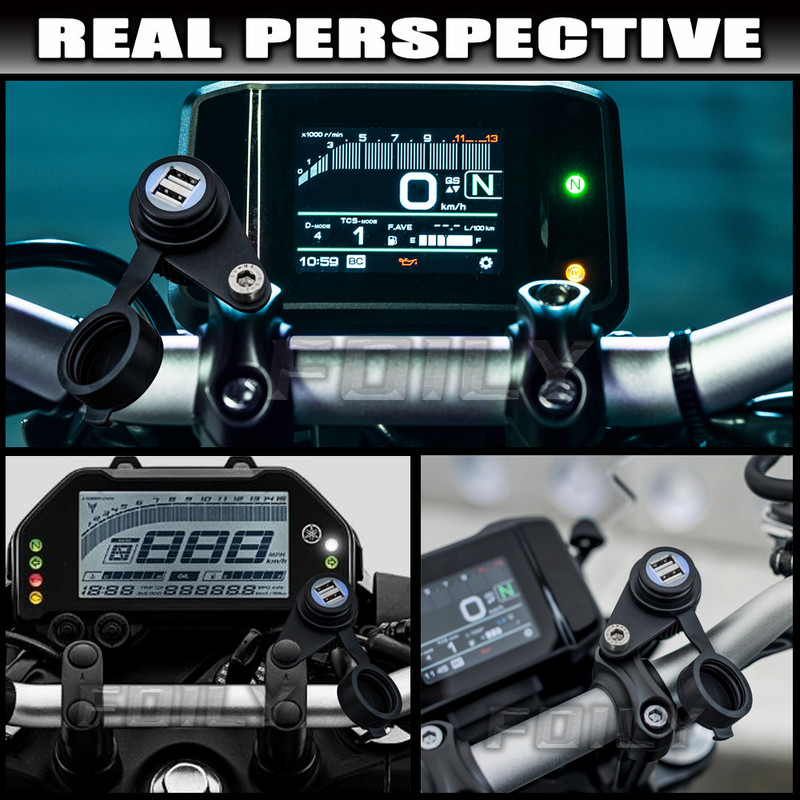 MT09 MT07 Nouă priză USB dublă pentru motociclete Încărcare rapidă Telefon Ipad Electronice de încărcare pentru Yamaha MT09 2017-2021 MT07 Toți anii