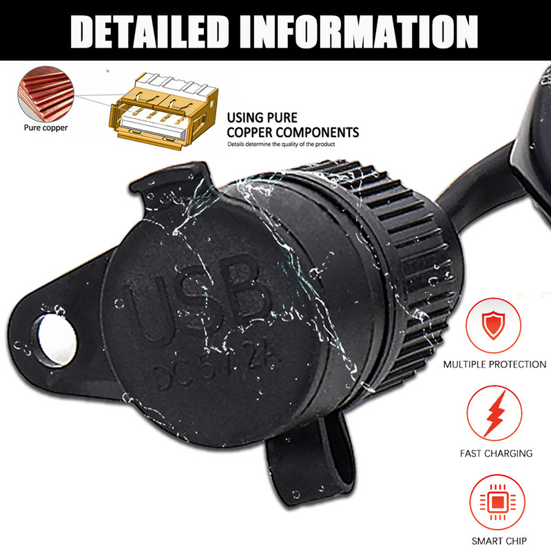 MT09 MT07 Nouă priză USB dublă pentru motociclete Încărcare rapidă Telefon Ipad Electronice de încărcare pentru Yamaha MT09 2017-2021 MT07 Toți anii