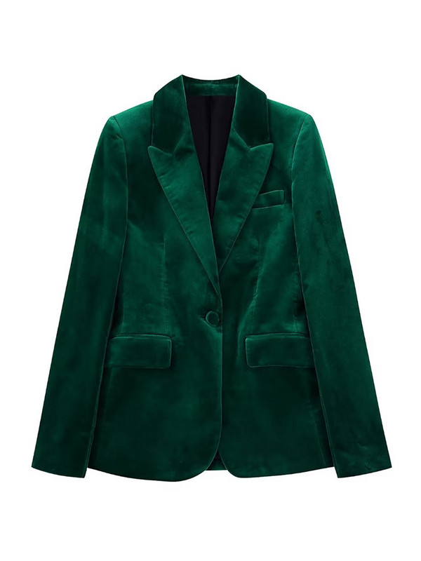 TRAF Novi ženski jesenski komplet hlača od baršunastog sakoa 2023. Modni uredski sako s jednim gumbom Kaput Ženska prevelika gornja odjeća