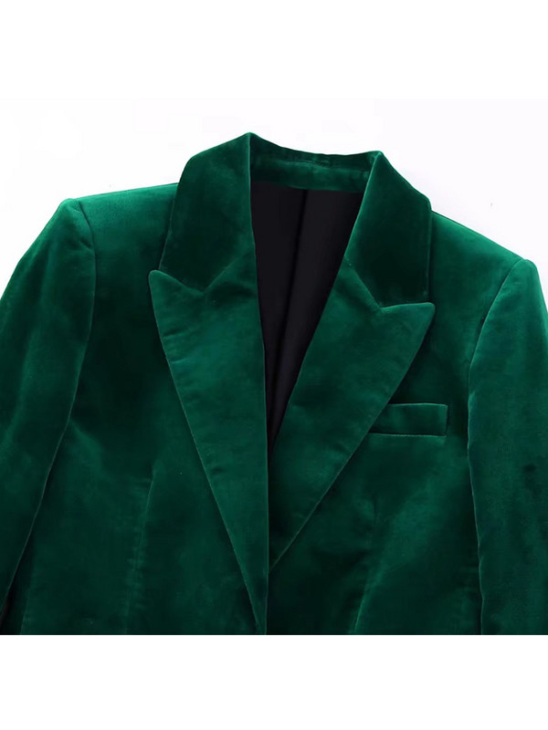 TRAF Novi ženski jesenski komplet hlača od baršunastog sakoa 2023. Modni uredski sako s jednim gumbom Kaput Ženska prevelika gornja odjeća