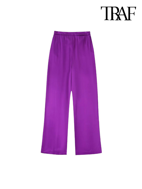 TRAF Ženska moda s kaputom od satenskog sakoa s leptir mašnom i hlačama s bočnim džepovima s visokim elastičnim strukom Ženski dvodijelni kompleti Mujer