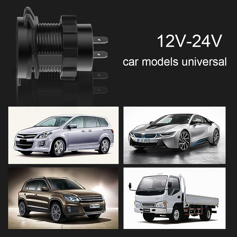 Motociklo LED 3.0 USB automobilinis įkroviklis su įjungimo-išjungimo jungiklio lizdu Skaitmeninis ekranas Voltmetras USB įkroviklio lizdas Automobilių priedams