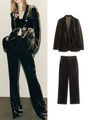 Blazer de toamnă din catifea pentru femei simple, jachete, set de pantaloni, 2022, haine de birou, cu un singur buton, îmbrăcăminte de exterior pentru femei