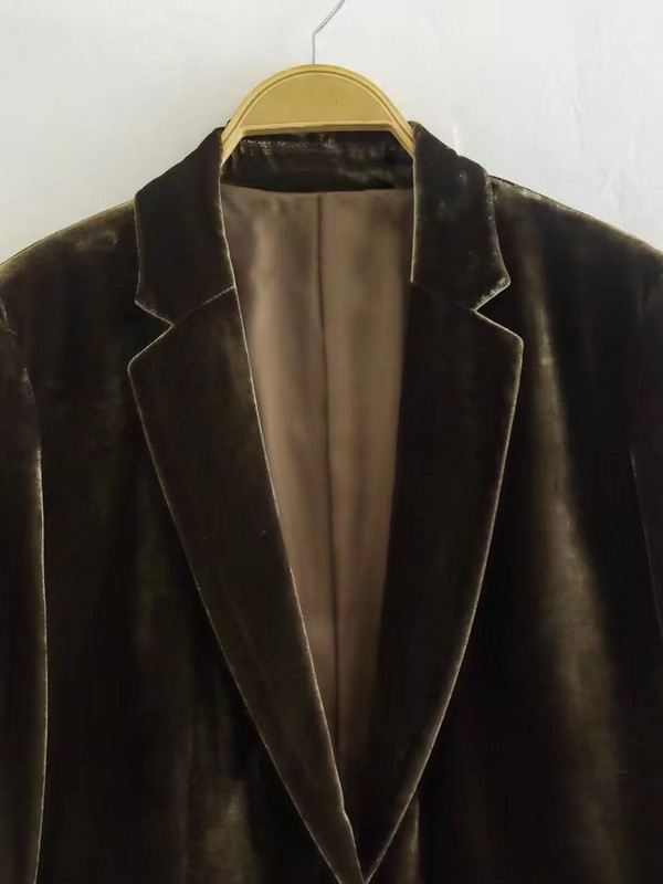 Blazer de toamnă din catifea pentru femei simple, jachete, set de pantaloni, 2022, haine de birou, cu un singur buton, îmbrăcăminte de exterior pentru femei