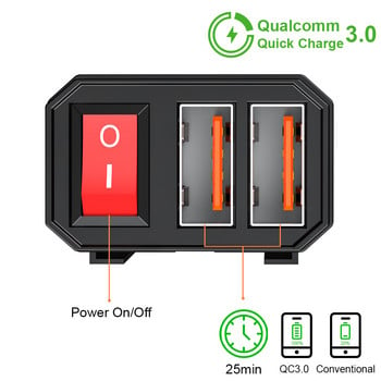 Powstation QC3.0 USB зарядно за мотоциклет с волтметър Водоустойчив 12V USB адаптер за захранване на мотоциклет за телефон