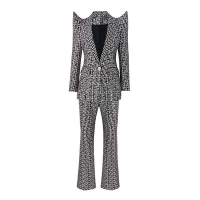 HarleyFashion High Street, elegant, model pentru femei, broderie, pantaloni lungi, set de ținute de designer, costume