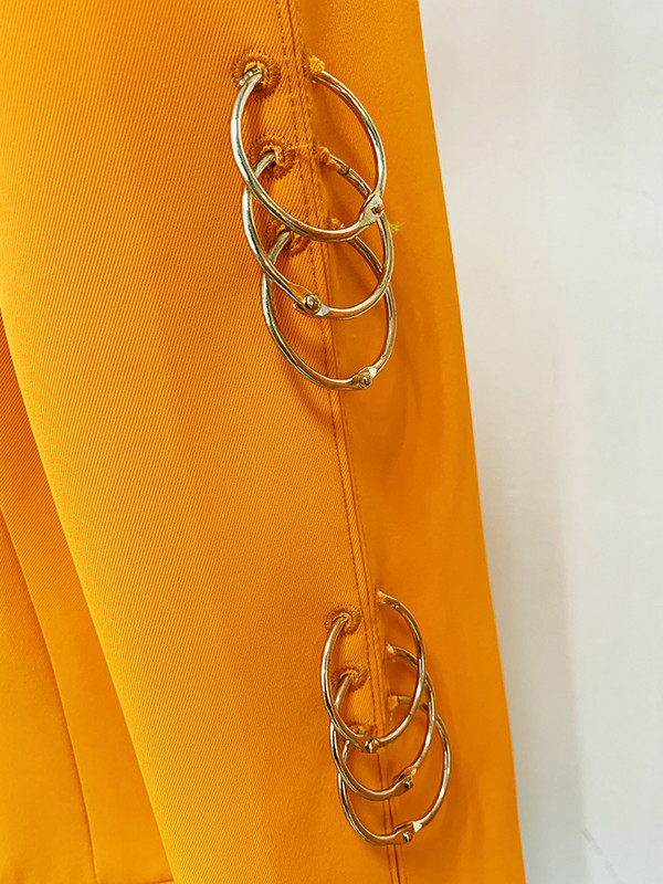 ΥΨΗΛΗΣ ΠΟΙΟΤΗΤΑΣ Νεότερο Fashion 2022 Σετ κοστούμι σχεδιαστή γυναικεία δαχτυλίδια με μονό κουμπί, μεταλλικά δαχτυλίδια μπλέιζερ με φαρδιά πόδι