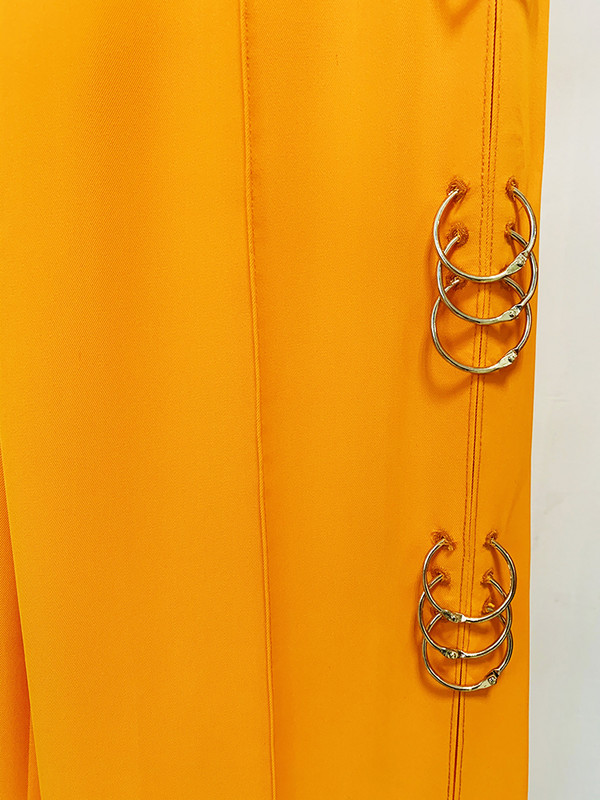 ΥΨΗΛΗΣ ΠΟΙΟΤΗΤΑΣ Νεότερο Fashion 2022 Σετ κοστούμι σχεδιαστή γυναικεία δαχτυλίδια με μονό κουμπί, μεταλλικά δαχτυλίδια μπλέιζερ με φαρδιά πόδι