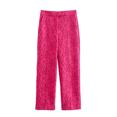 ZACK RAIN Costum Roz din Dantela Femei 2022 Toamna/Iarna Naveta Blazer Doamnelor Set Pantaloni Retro Office Seturi Eleganti Largi Femei Chic 2-buc