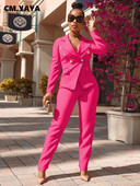 CM.YAYA Φθινοπωρινό χειμερινό γυναικείο σετ μακρυμάνικο σακάκι και παντελόνι Γυναικεία φόρμα γραφείου Γυναικεία φόρμα δύο 2 τεμαχίων Κομψά ρούχα INS