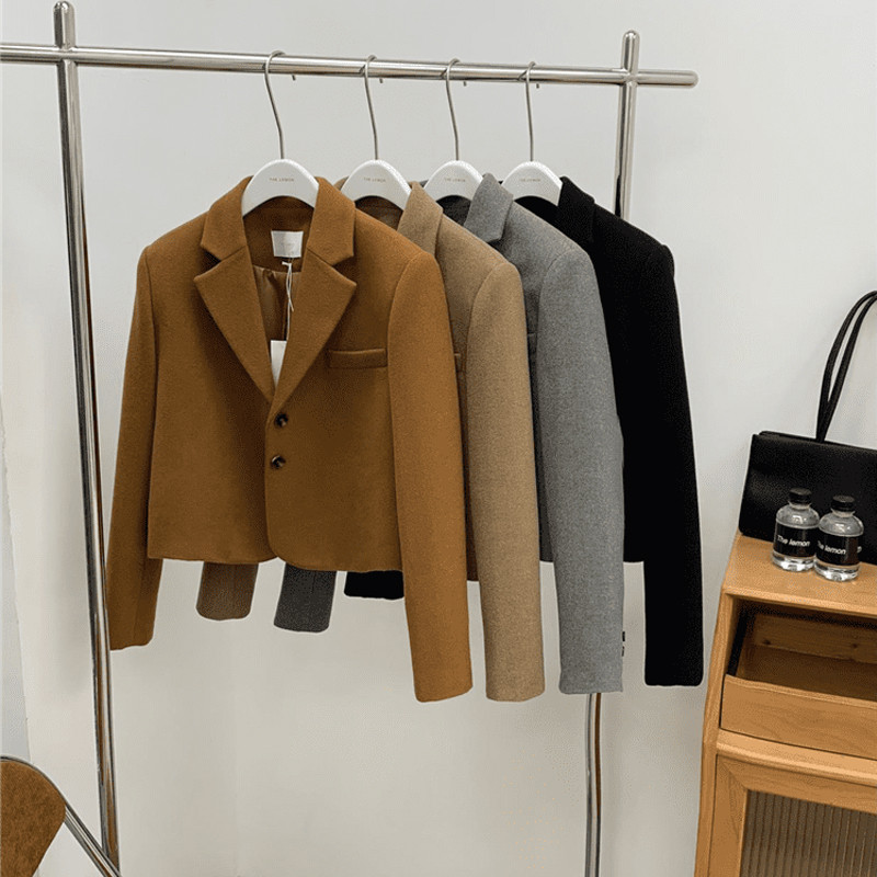 Σετ φούστας Μάλλινες γυναικείες χειμερινές μίνι φόρμες για δύο + κομμάτια blazers μόδα Νέες καφέ Vintage φούστες Ρούχα Cropped Γυναικεία