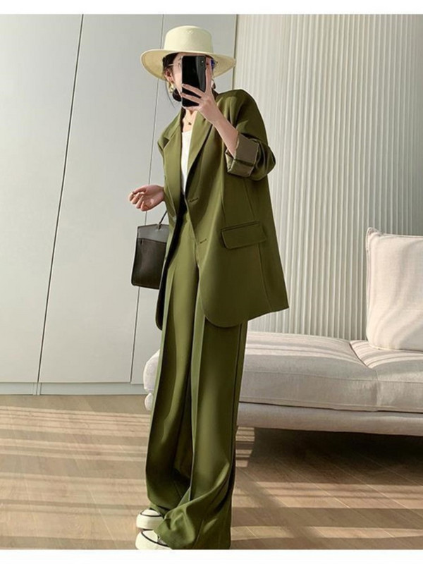 Vintage kontori daamiülikond, lilla ülikonna jakk, naiste 2022. aasta uus Korea stiilis mood, pikkade varrukatega kaheosaline ülikond, vabaaja bleiserite komplektid