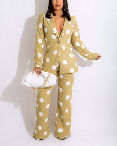 CRLAYDK 2022 Blazer 2 bucăți pentru femei, pantaloni lungi, set de costum de afaceri pentru damă de birou, de lucru, sexy, cu decolteu în V, jachete casual cu buzunare