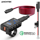 Anchtek QC3.0 C-tüüpi mootorratta telefonilaadija veekindel 6,4A 12V Moto-USB laadija koos voltmeetri toiteadapteri toitepesaga