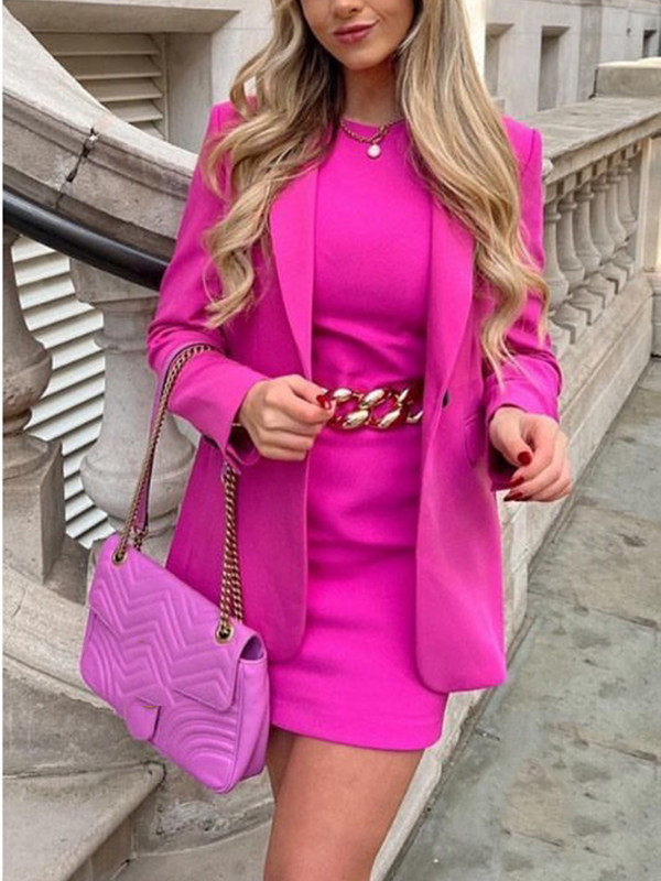 SLMD 2022 de primăvară nouă modă femei trandafiri pantaloni costume buzunare cu un singur buton Blazere cu fermoar Fly pantaloni cu picioare late îmbrăcăminte elegantă pentru femei