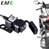Universal αδιάβροχο τιμόνι μοτοσικλέτας 12V Διπλή υποδοχή USB Splitter Φορτιστής τροφοδοτικό για κινητό τηλέφωνο