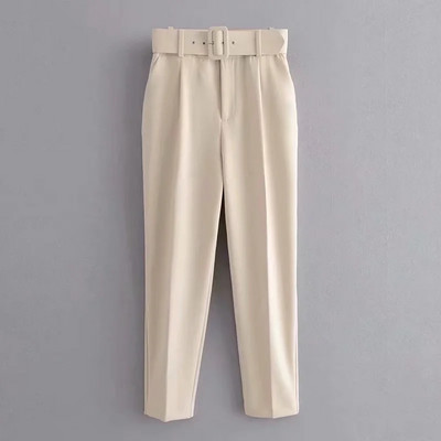 Naiste pükste ülikond, kontori bleiser, soliidne jakid, elegantne mantel, naiste kaheosaline komplekt 2021 õhuke komplekt koos vööga kõrge vöökohaga püksid