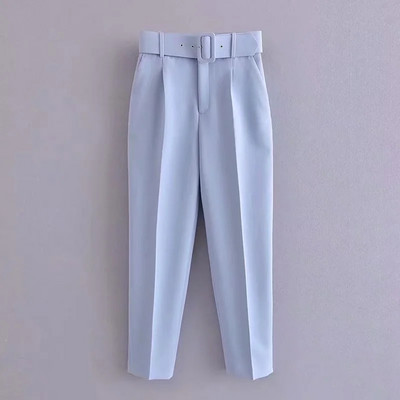 Naiste pükste ülikond, kontori bleiser, soliidne jakid, elegantne mantel, naiste kaheosaline komplekt 2021 õhuke komplekt koos vööga kõrge vöökohaga püksid