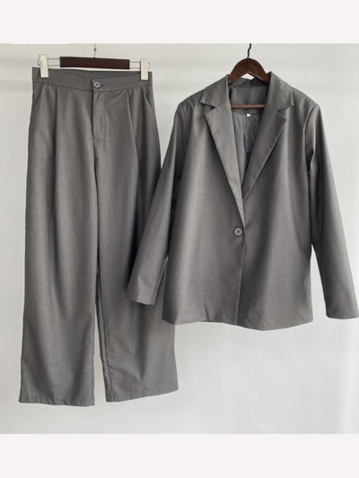 Msfancy hallid bleiserülikonnad naiste ühe nööbiga bleiser, kõrge vöökohaga laia säärega püksid, 2-osalised komplektid naiste ametlikud ülikonnad