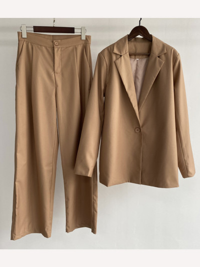 Msfancy hallid bleiserülikonnad naiste ühe nööbiga bleiser, kõrge vöökohaga laia säärega püksid, 2-osalised komplektid naiste ametlikud ülikonnad
