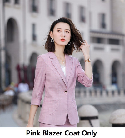 Plus με 5XL Half γυναικεία επίσημα μπλέιζερ για δουλειά Κοστούμια επαγγελματική φούστα και μέγεθος μωβ μανίκια Κομψά γυναικεία μπουφάν