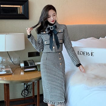 2021 Φθινοπωρινά και Χειμερινά Houndstooth Temperament Western Style Royal Sister Fashion Γυναικεία φθινοπωρινά ρούχα