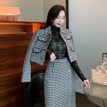 2021 Φθινοπωρινά και Χειμερινά Houndstooth Temperament Western Style Royal Sister Fashion Γυναικεία φθινοπωρινά ρούχα