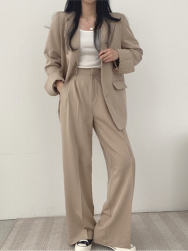 Luck A Ljeto Proljeće 2022. Ženski ružičasti sako odijela Široki set dugih hlača Uredska odjeća Ženski dvodijelni kompleti sakoa