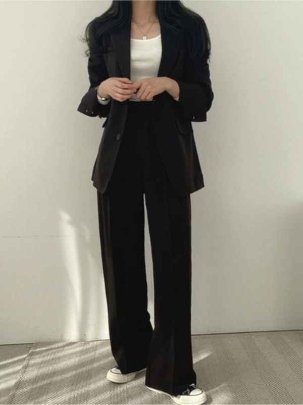 Luck A Ljeto Proljeće 2022. Ženski ružičasti sako odijela Široki set dugih hlača Uredska odjeća Ženski dvodijelni kompleti sakoa