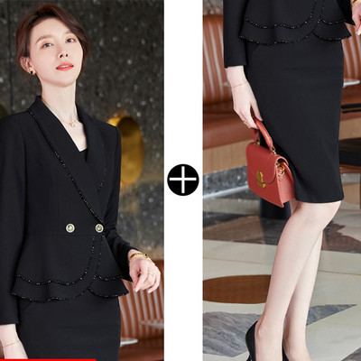 Jope Suurus Kontoriülikonnad Seelik Kandke Kevadvorm Töö Suur äri Naiste pidulik komplektiga 2022. aasta bleiser, sügispunane