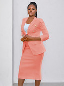 Costume Blazer Pentru Femei Set Jachete Albe Si Fuste Doamne Elegant Lucrare La Birou Roz Seturi Doua Piese Costum Balzers Si Fusta 2022